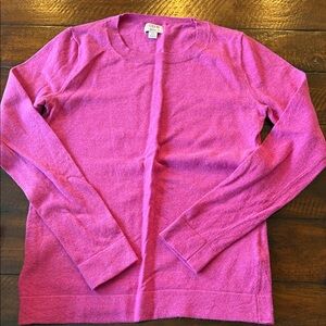 J. Crew Vibrant Pink Teddy Crew Neck Sweater